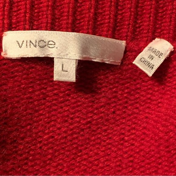 VINCE Cashmere Scoop Neck Sweater Red Cardigan size Large - Picture 12 of 15